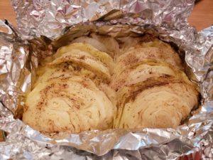 Low Carb Baked Cabbage and Onions just coming out of oven. Looks good!