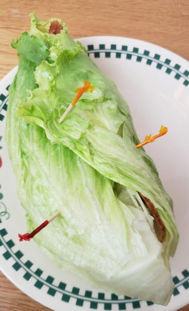 Turkey and Bacon Lettuce Wrap on a plate