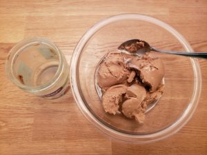 peanut butter in glass bowl